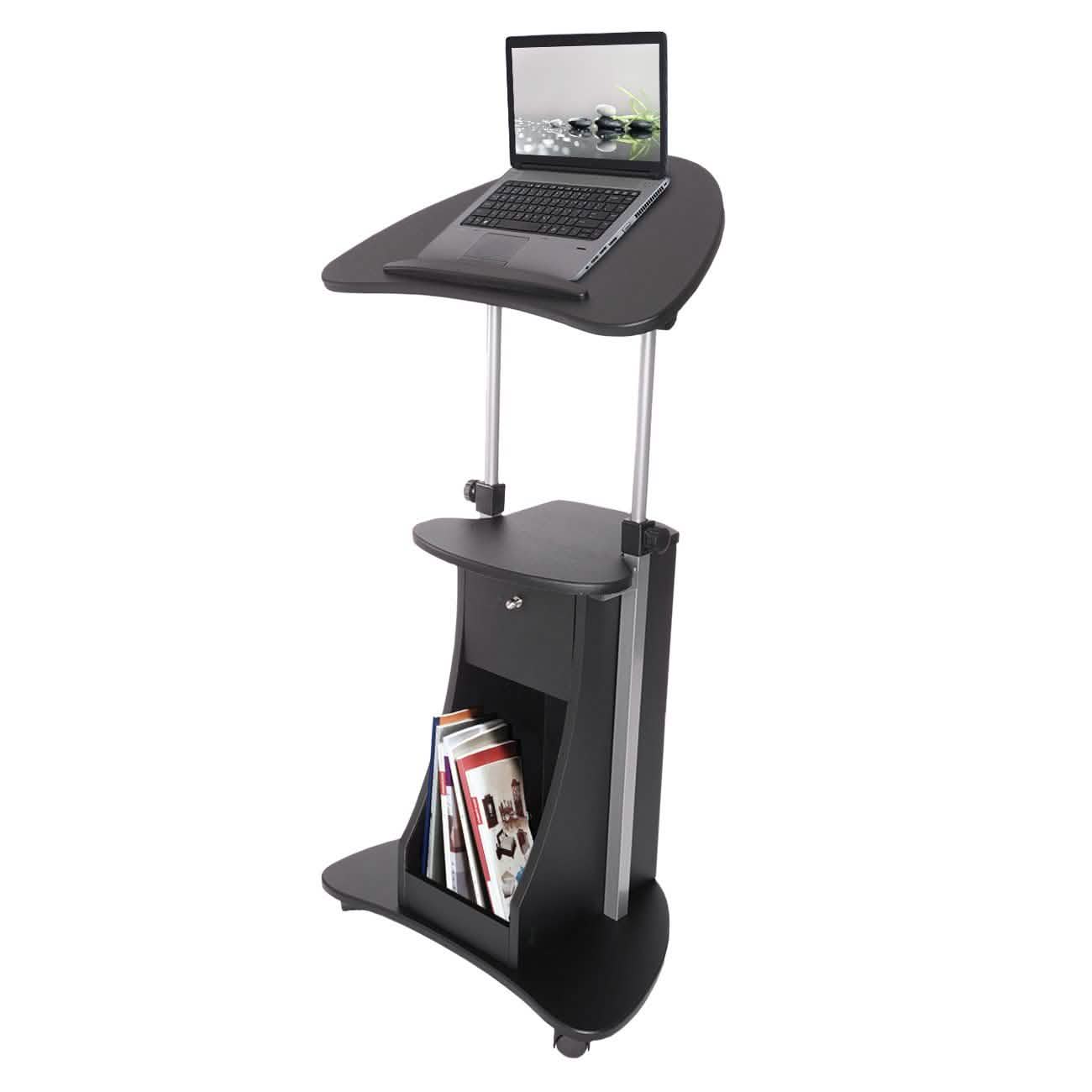 Sit-to-Stand Rolling Adjustable Laptop Cart with Storage DailySale