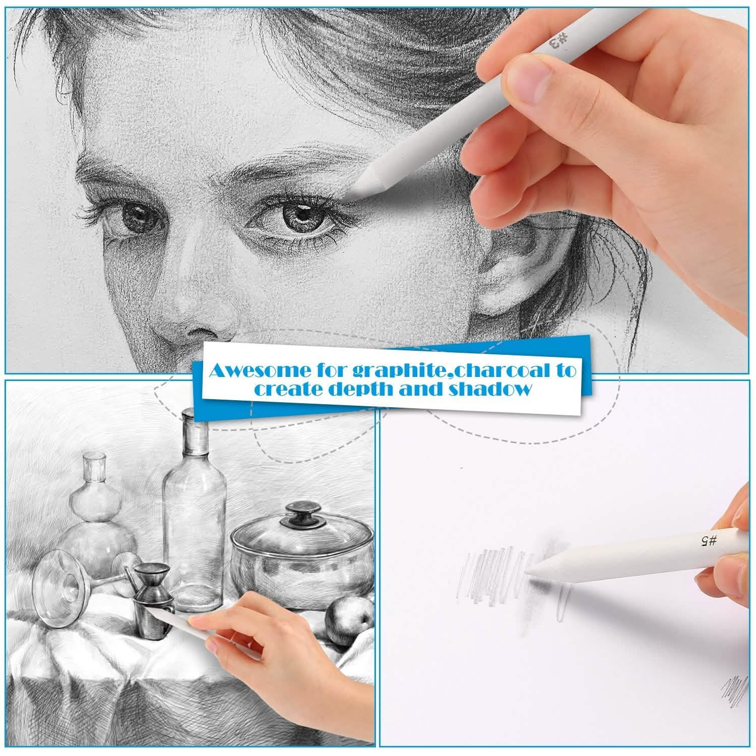 Sketch Drawing Tools Blending Stumps Set Sandpaper Pencil Sharpeners Erasers Bag DailySale