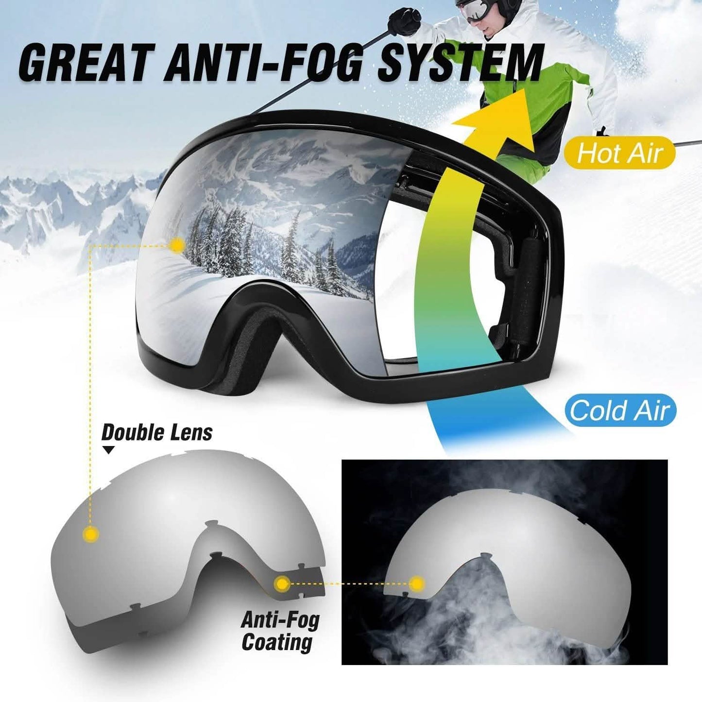 Ski Goggles Double Lens Anti-Fog Winter Windproof DailySale