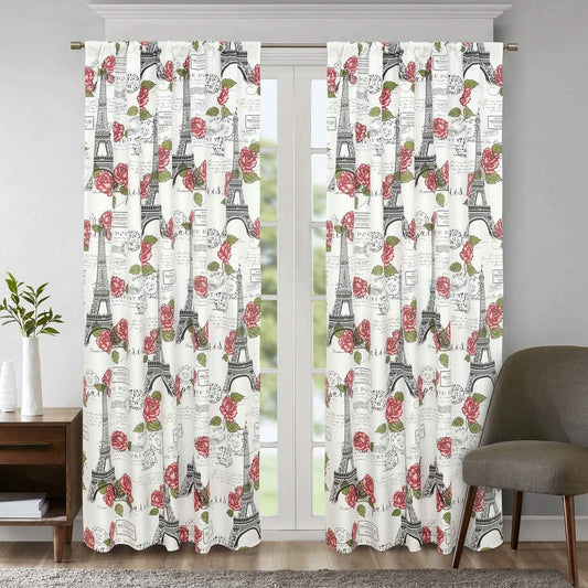 2-Piece Set: Sloane Street Paris Rose Eiffel Tower Window Curtain Panel Pair DailySale