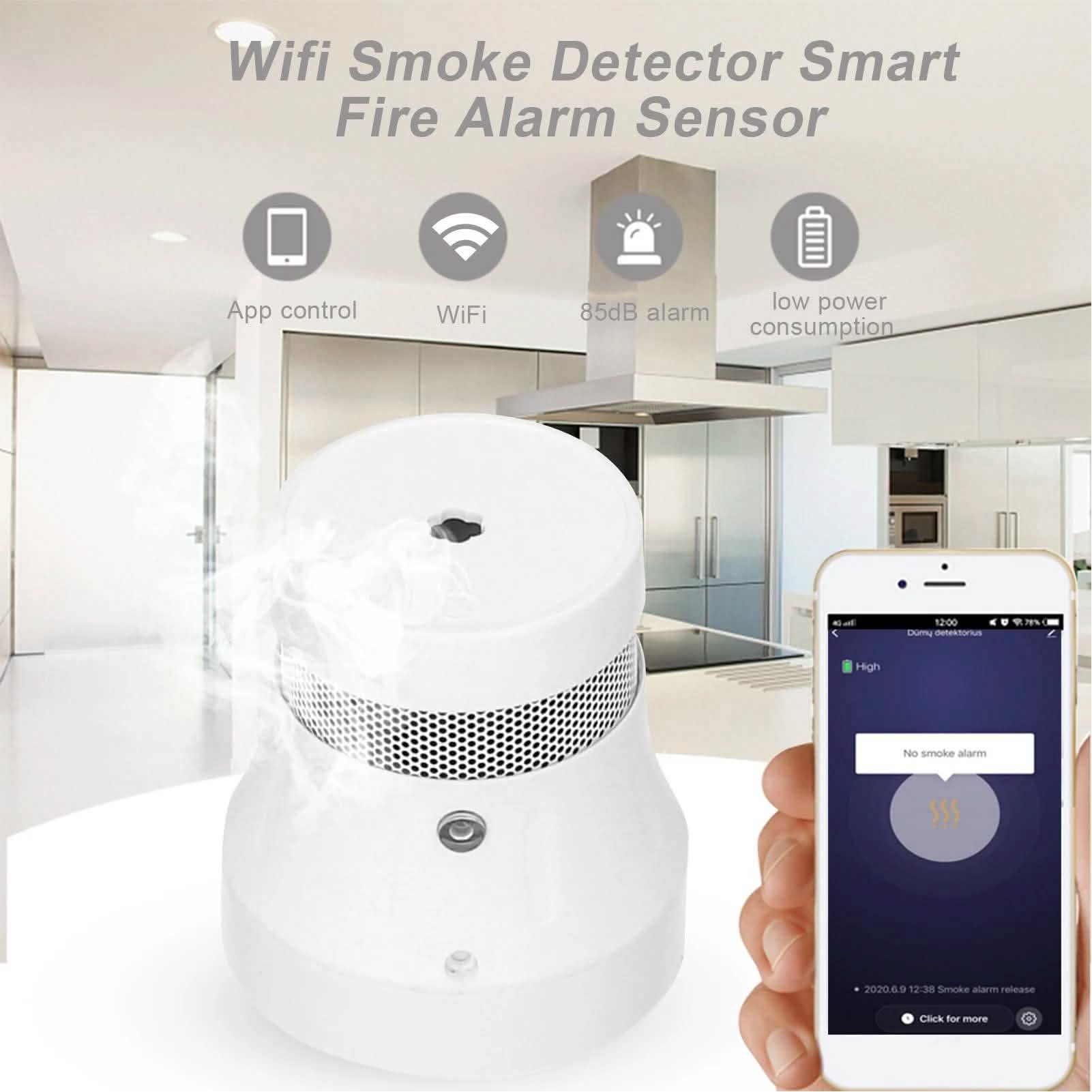 Smart WiFi Standalone Photoelectric Smoke Alarm DailySale