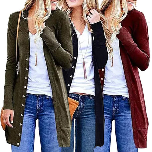Snap Button Long Cardigan DailySale