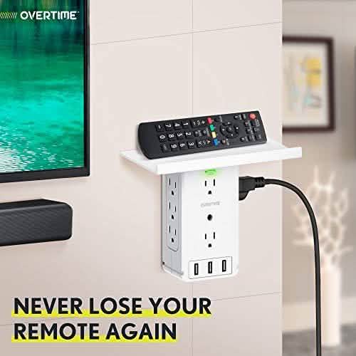 Universal Wall Charger and Outlet Shelf, 6x Outlet Extender, Surge Protector, 3x USB Port DailySale