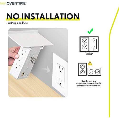 Universal Wall Charger and Outlet Shelf, 6x Outlet Extender, Surge Protector, 3x USB Port DailySale