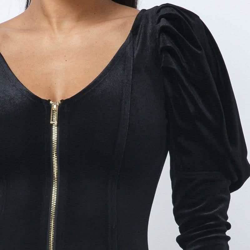 Soft Velvet Pleated Puff Sleeve Mini Dress DailySale