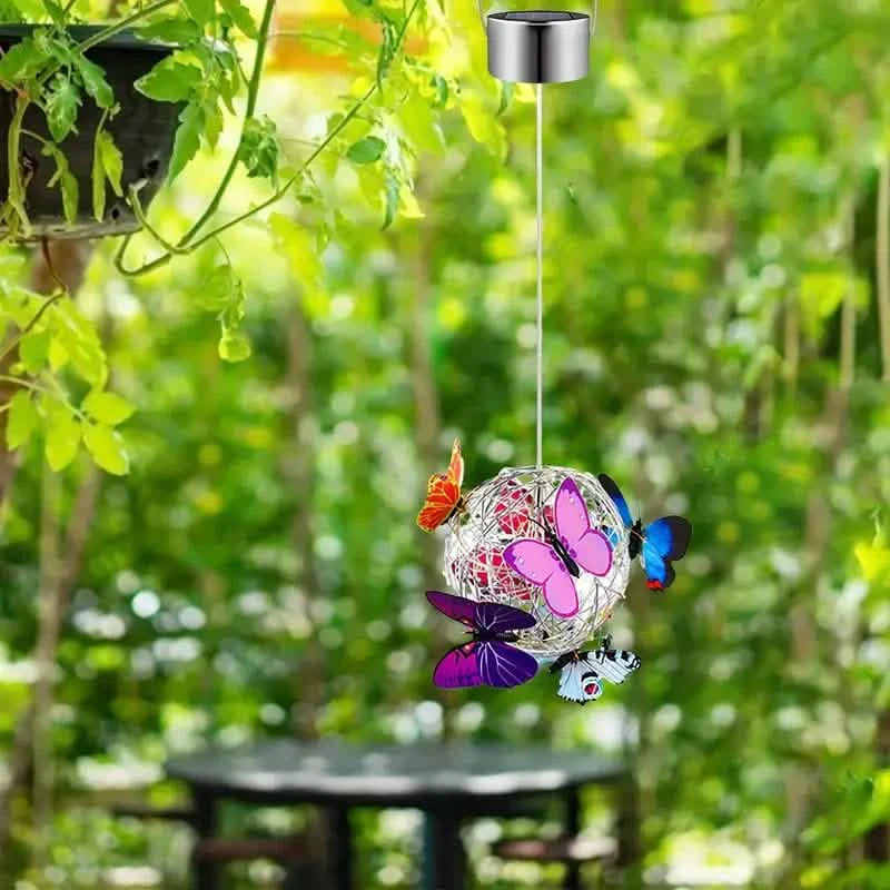 Solar Butterfly Wind Chime Lights, Garden Hanging Decor Lighting Fixture DailySale