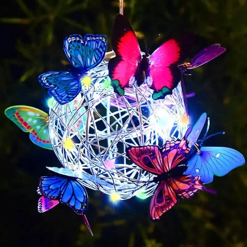 Solar Butterfly Wind Chime Lights, Garden Hanging Decor Lighting Fixture DailySale