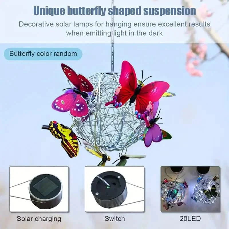 Solar Butterfly Wind Chime Lights, Garden Hanging Decor Lighting Fixture DailySale