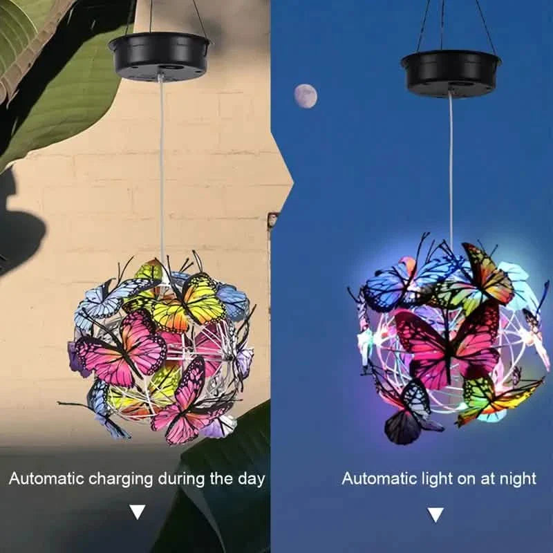 Solar Butterfly Wind Chime Lights, Garden Hanging Decor Lighting Fixture DailySale