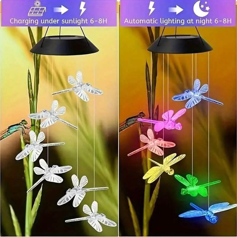 Solar Dragonfly Wind Chimes Lights DailySale