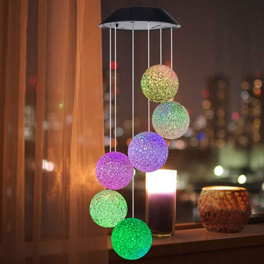 Solar LED Color Changing Wind Chime Light Spinner Hanging Spiral String Light DailySale