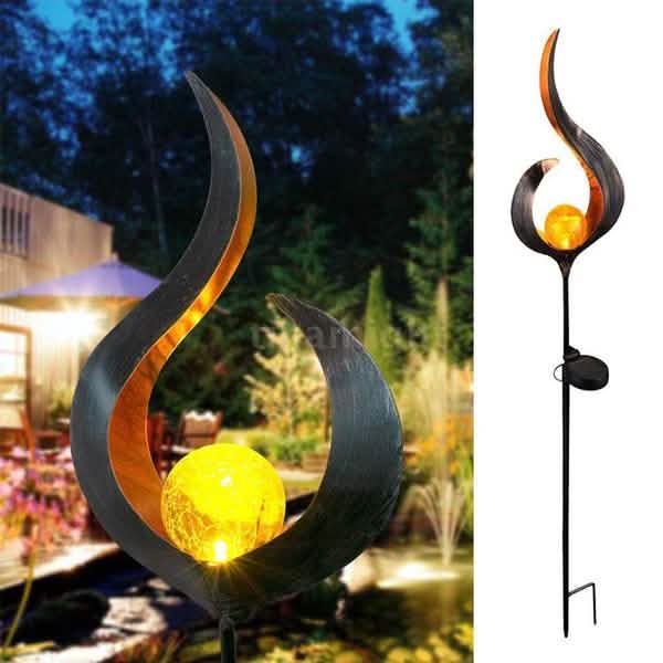 Solar LED Simulate Flame Light Lawn Lantern Lamp Waterproof Outdoor Lights DailySale