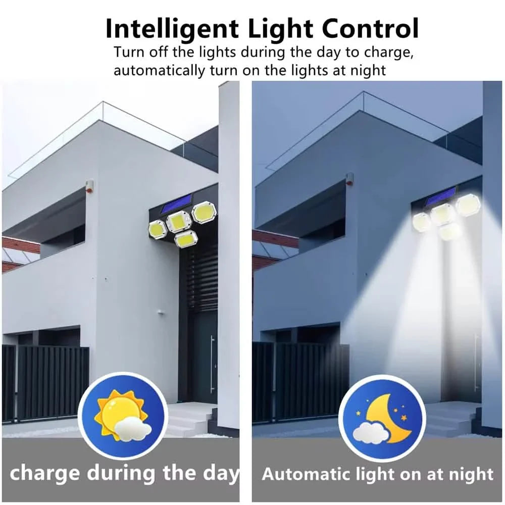Solar Light Outdoor with Remote Control Double Motion Sensor Light 306/208 Led Wall Lamp IP65 Spotlight Exterior Garage Lighting DailySale