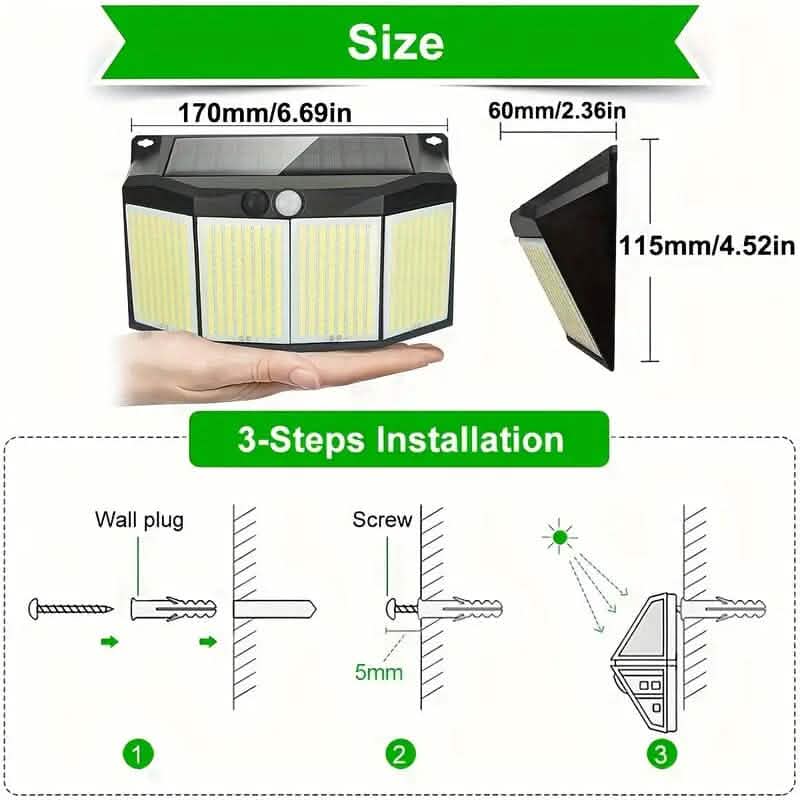 Solar Lights Outdoor 576 LED with Lights Reflector and 3 Lighting Modes DailySale