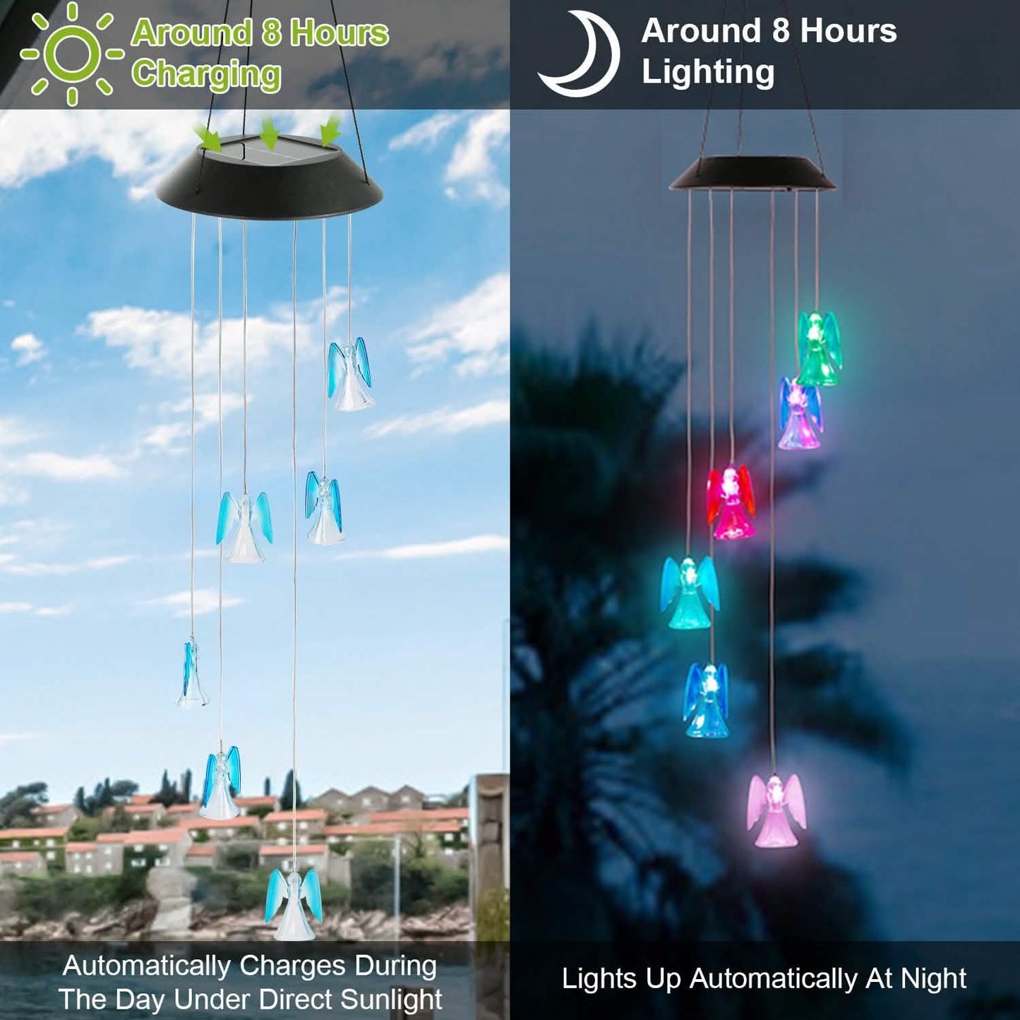 Solar Powered Angel Lights Wind Chimes LED Color Changing DailySale