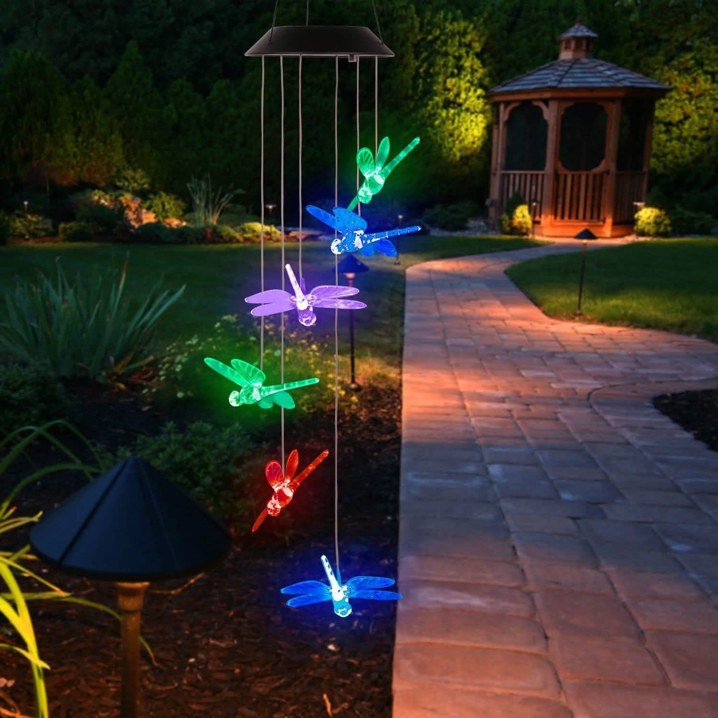 Solar Powered Dragonfly Lights Wind Chimes DailySale