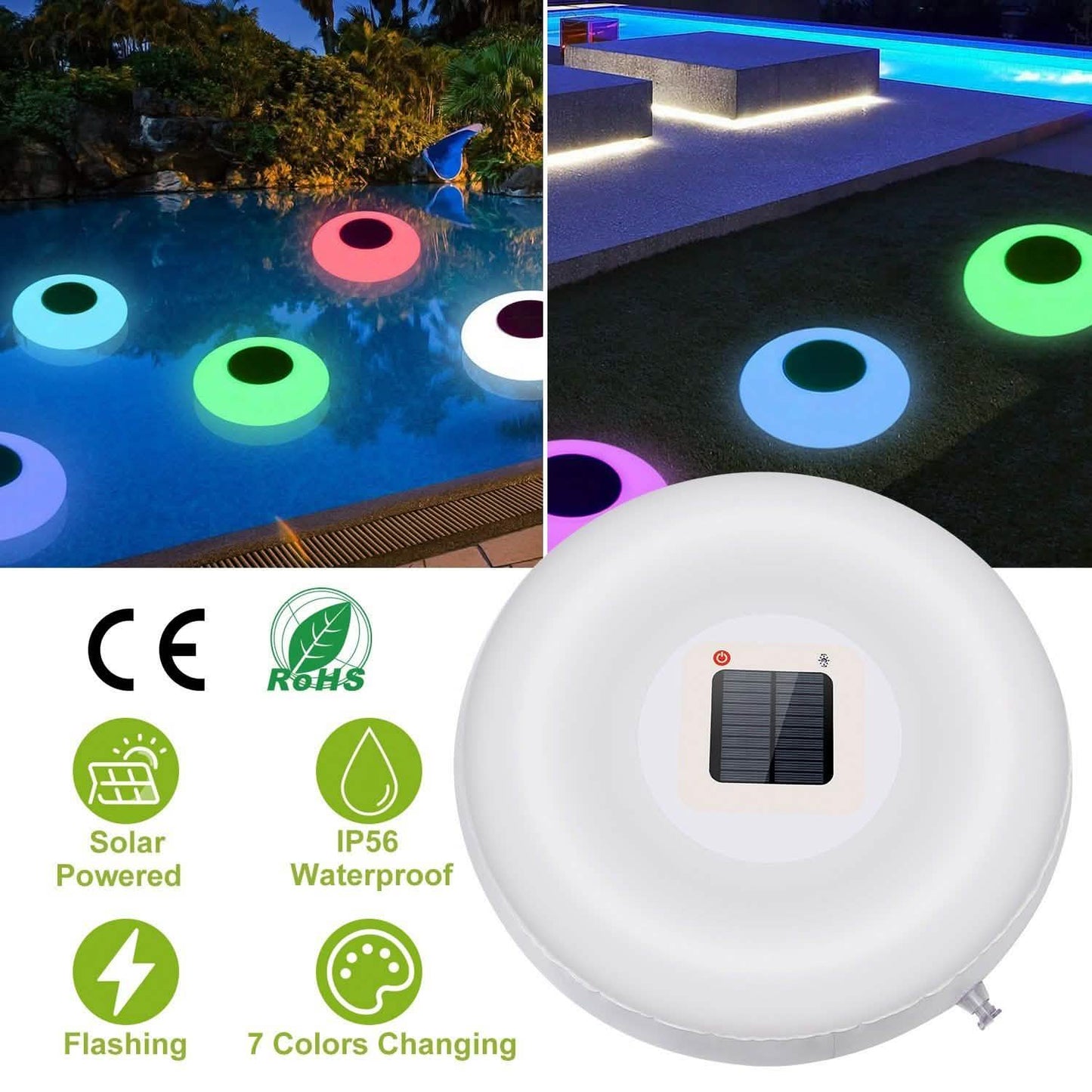 Solar Powered Floating Pool Lamps Light Sensor DailySale