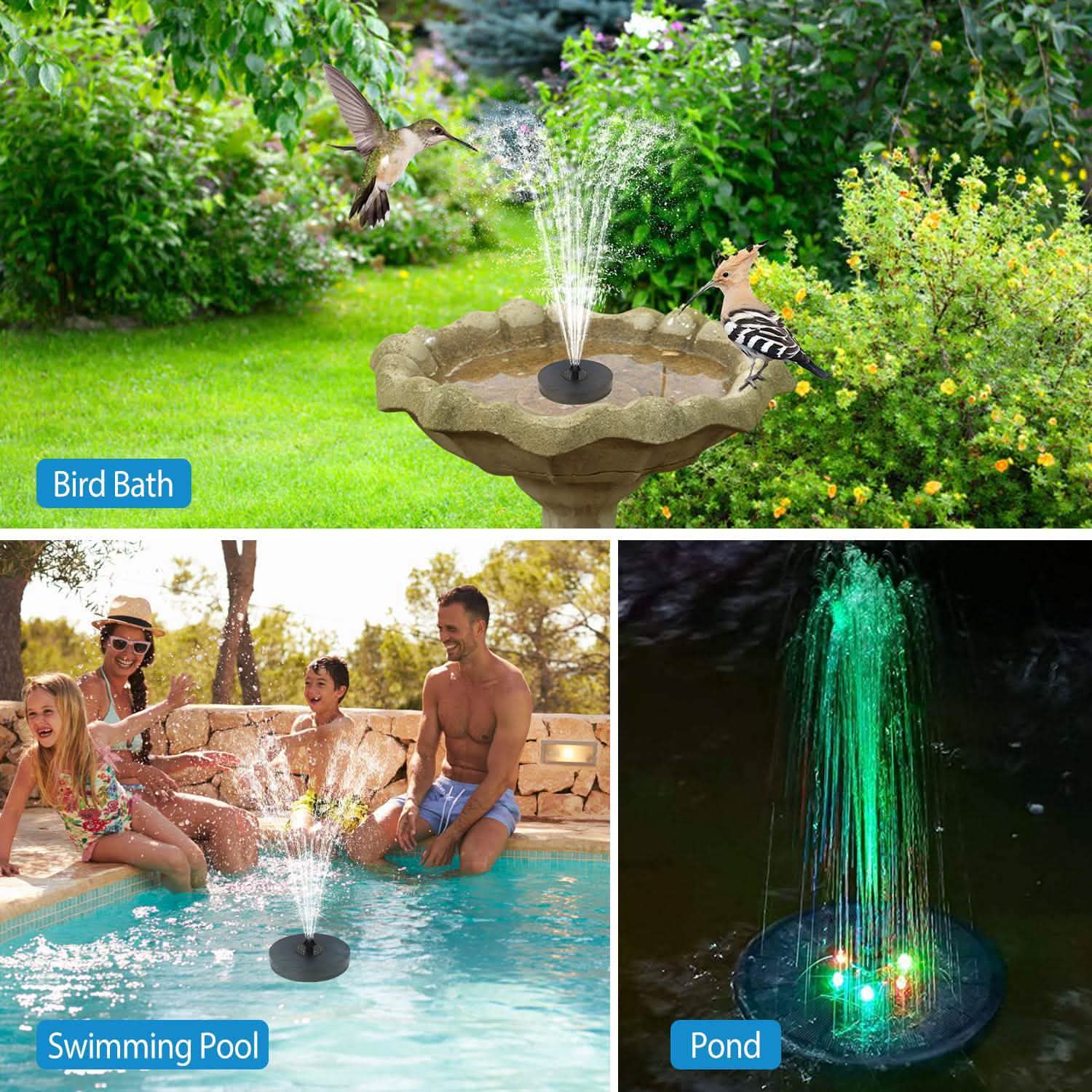 Solar Powered Fountain Pump with LED Lights DailySale