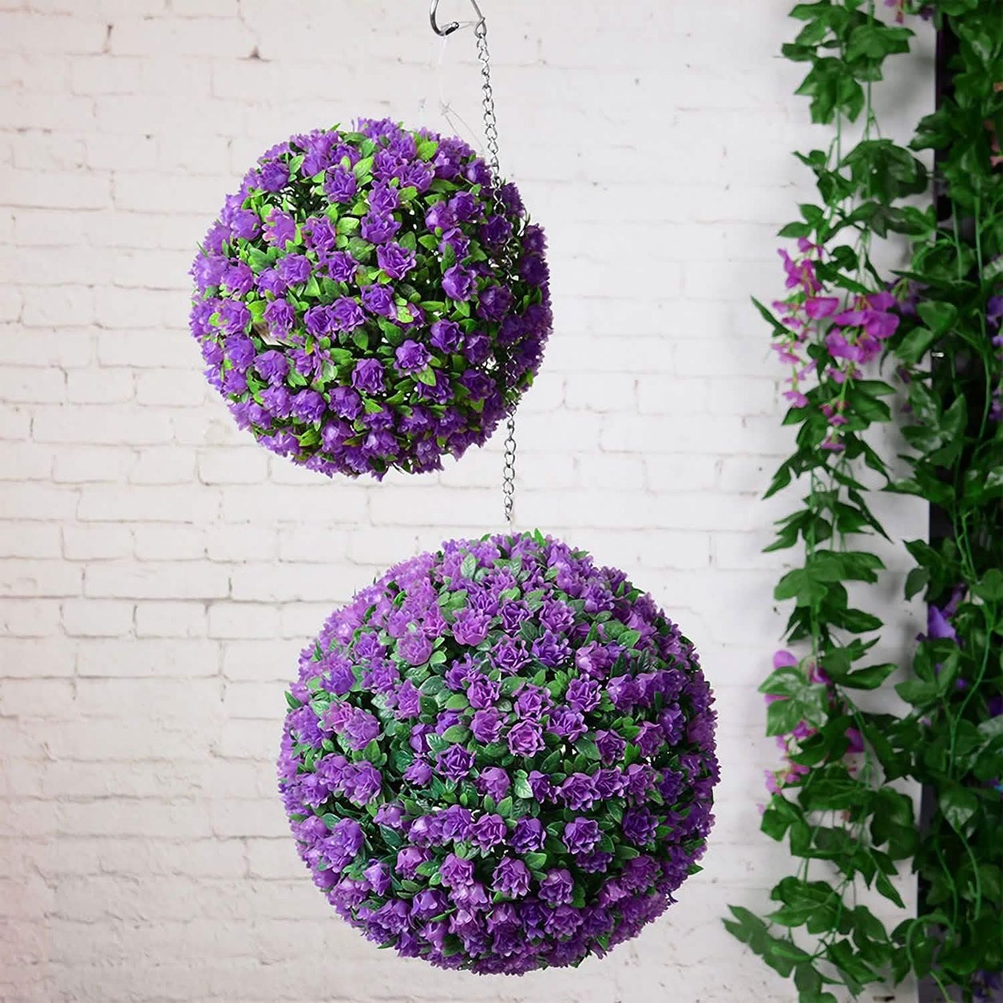 Solar Powered Topiary Ball Artificial Rose 20 LED Lights DailySale
