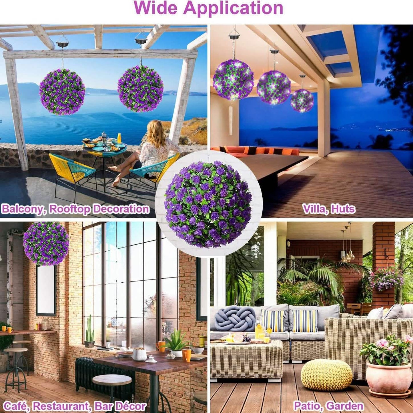 Solar Powered Topiary Ball Artificial Rose 20 LED Lights DailySale