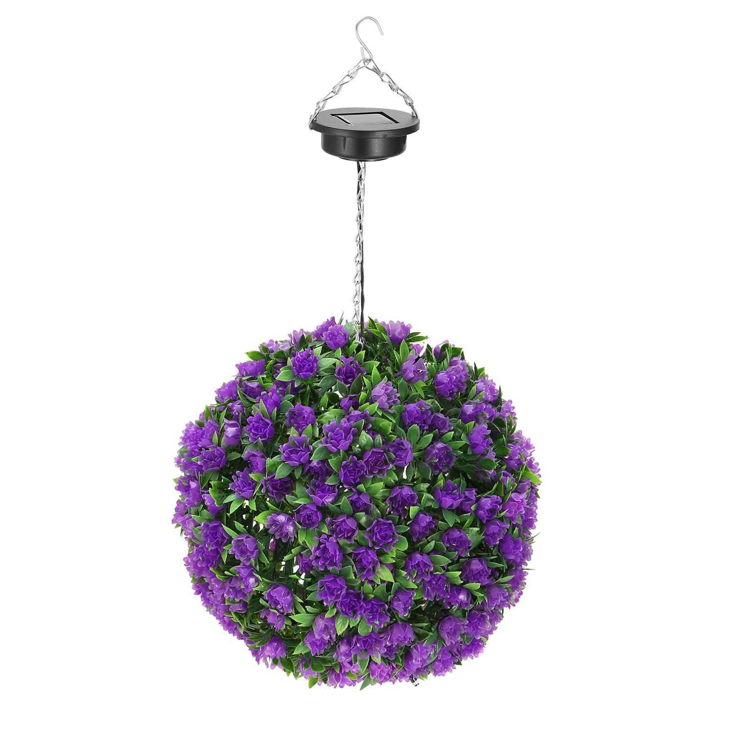 Solar Powered Topiary Ball Artificial Rose 20 LED Lights DailySale