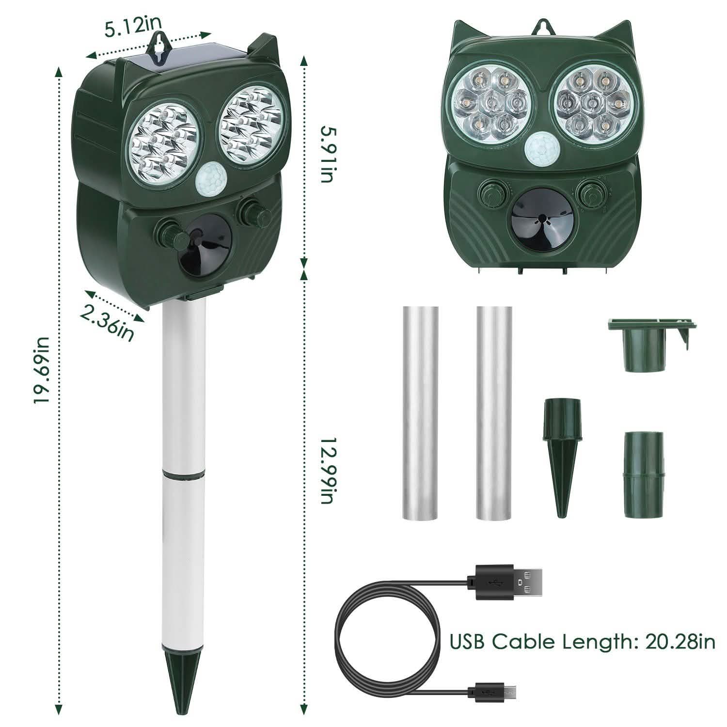 Solar Powered Ultrasonic Animal Repeller PIR Motion Sensor DailySale