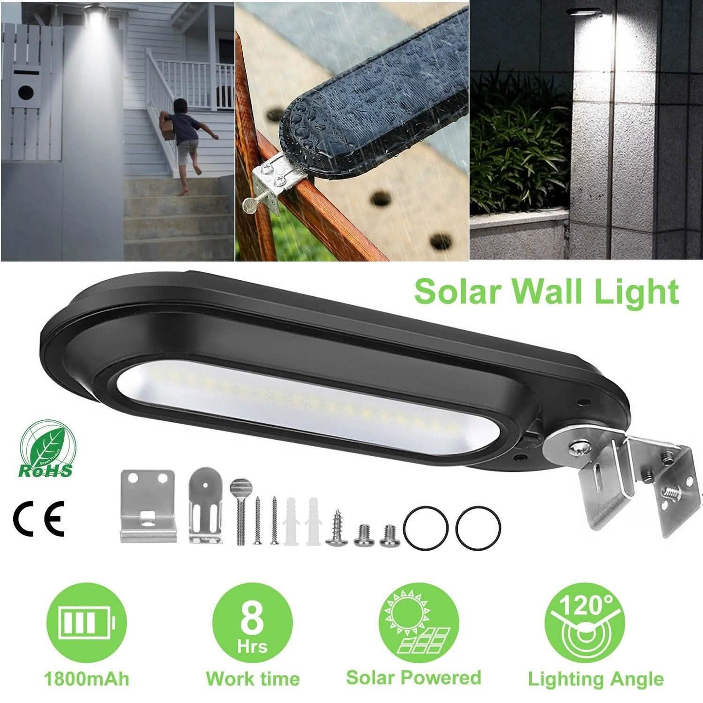 Solar Wall Light Outdoor 18 LED's Dusk to Dawn Fence Lamp DailySale