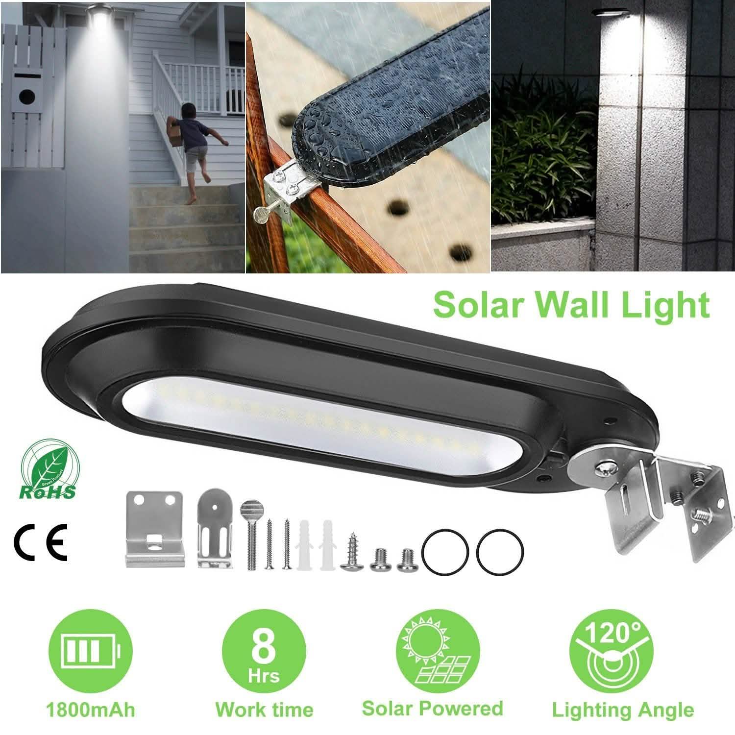 Solar Wall Light Outdoor 18 LED's Dusk to Dawn Fence Lamp DailySale