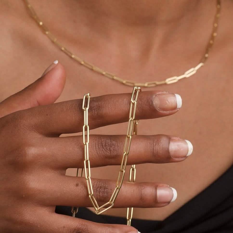 Solid 14K Gold 5mm Paperclip Chain Necklace Made In Italy DailySale
