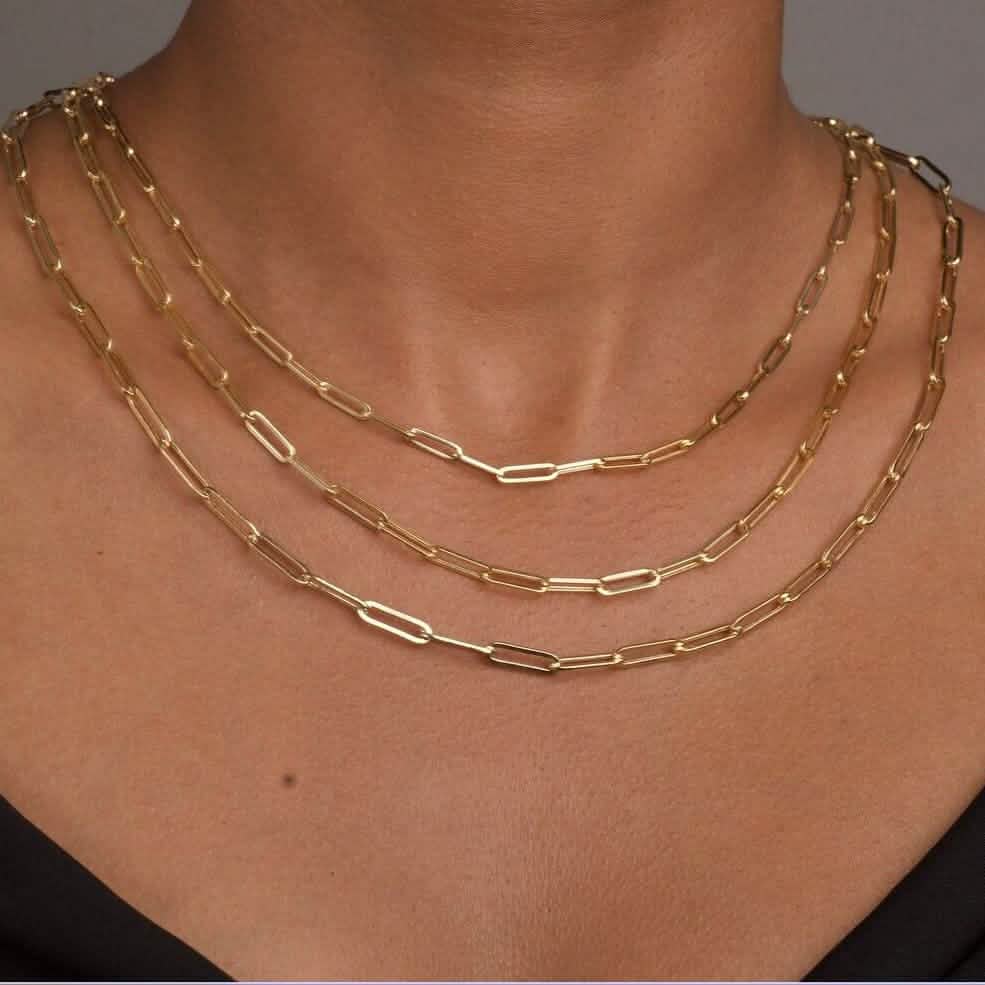 Solid 14K Gold 5mm Paperclip Chain Necklace Made In Italy DailySale