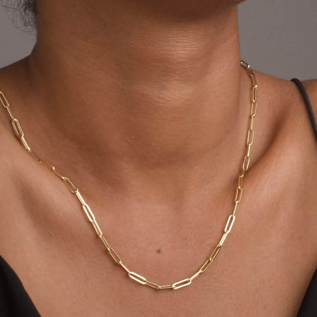 Solid 14K Gold 5mm Paperclip Chain Necklace Made In Italy DailySale