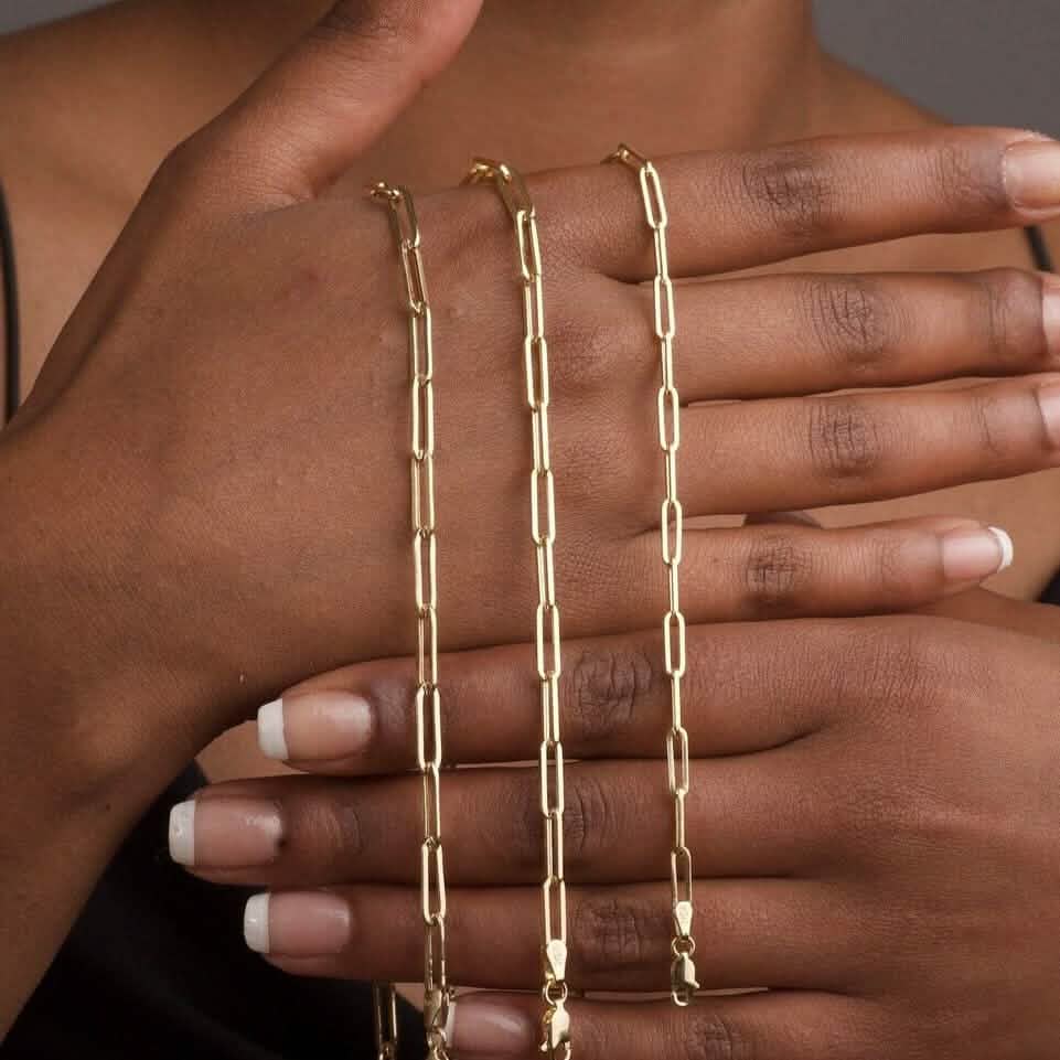 Solid 14K Gold 5mm Paperclip Chain Necklace Made In Italy DailySale
