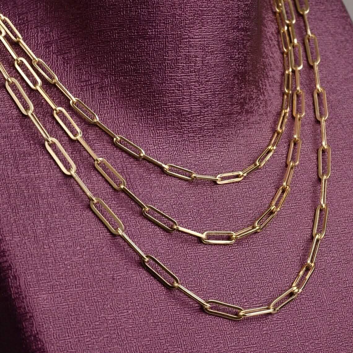 Solid 14K Gold 5mm Paperclip Chain Necklace Made In Italy DailySale