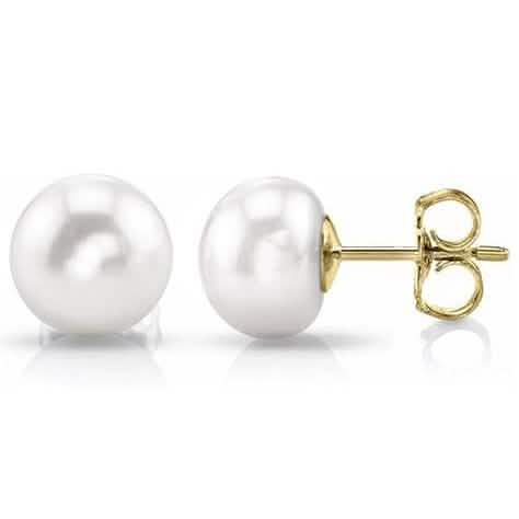 Solid 14k Yellow Gold 6MM Freshwater Pearl Studs DailySale