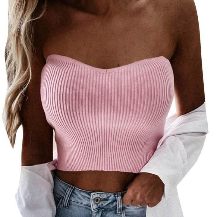 Solid Color Off Shoulder Sleeveless Cropped Top DailySale