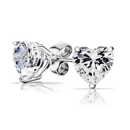 Solid Sterling Silver 2.00 CTTW Heart Studs DailySale