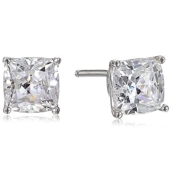 Solid Sterling Silver Cushion Cut Studs Earrings DailySale