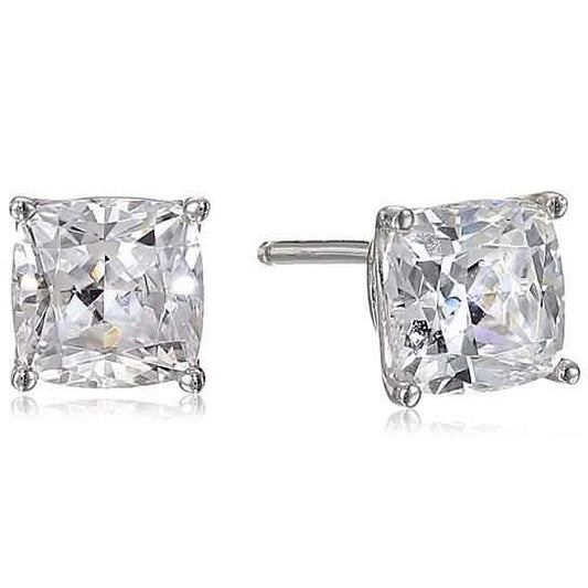 Solid Sterling Silver Cushion Cut Studs Earrings DailySale