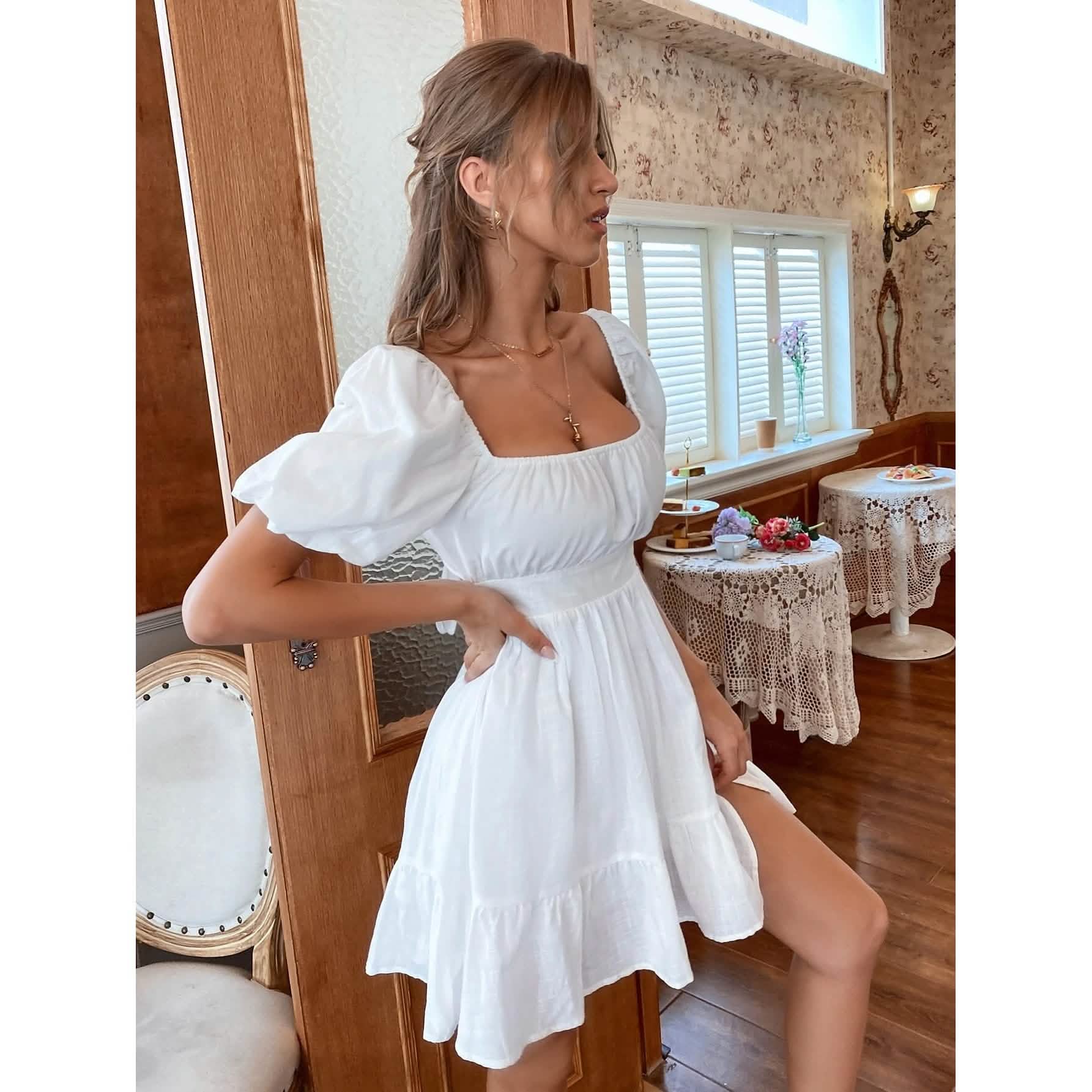 Solid Tie Back Flounce Hem Dress DailySale