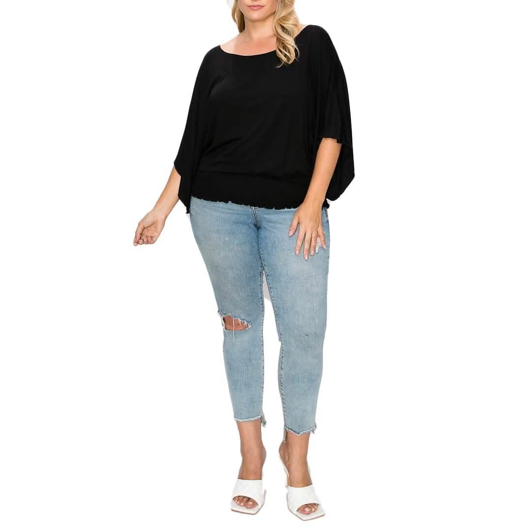 Solid Top Featuring Flattering Wide Sleeves DailySale