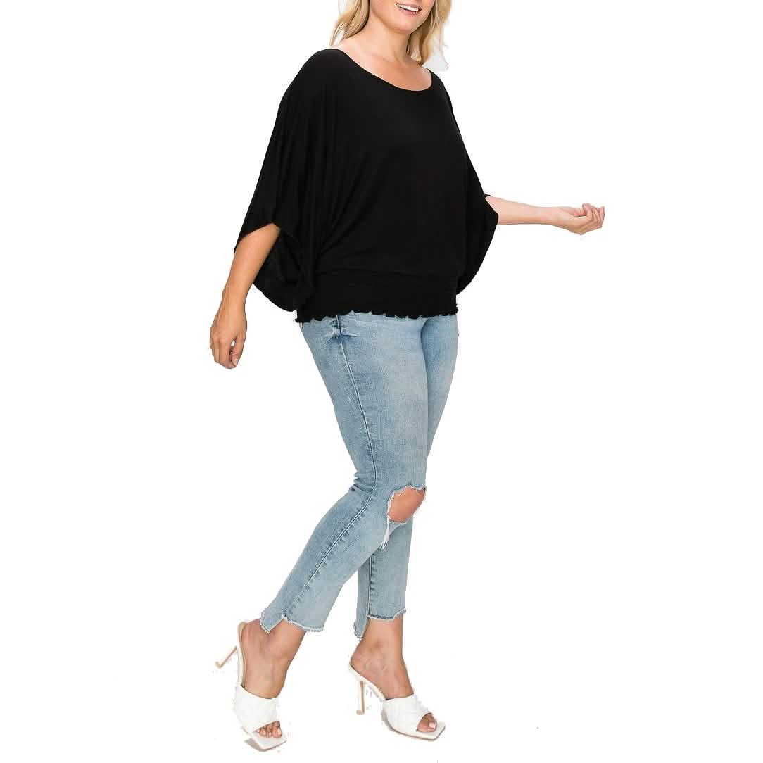 Solid Top Featuring Flattering Wide Sleeves DailySale