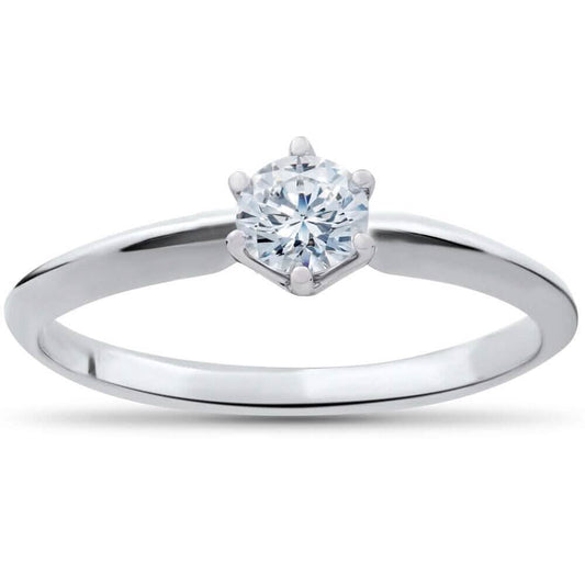 Solitaire Diamond Engagement Ring 1/4ct 14k White Gold Round Brilliant Cut DailySale