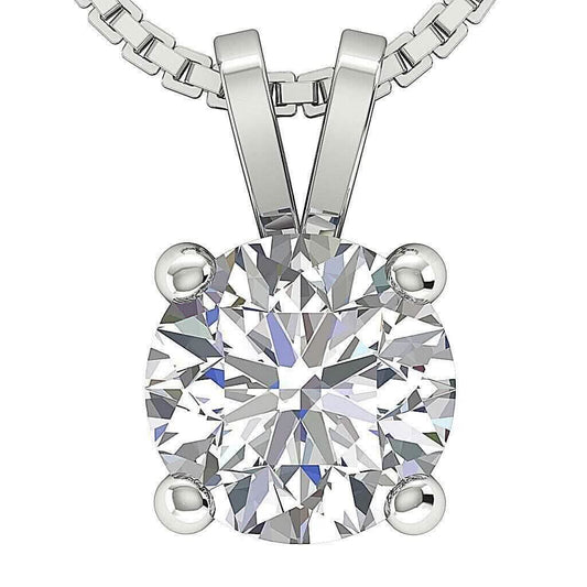 Solitaire Pendant I2 H 1.03 Ct Round Cut Diamond Four Prong Set 14K White Gold DailySale