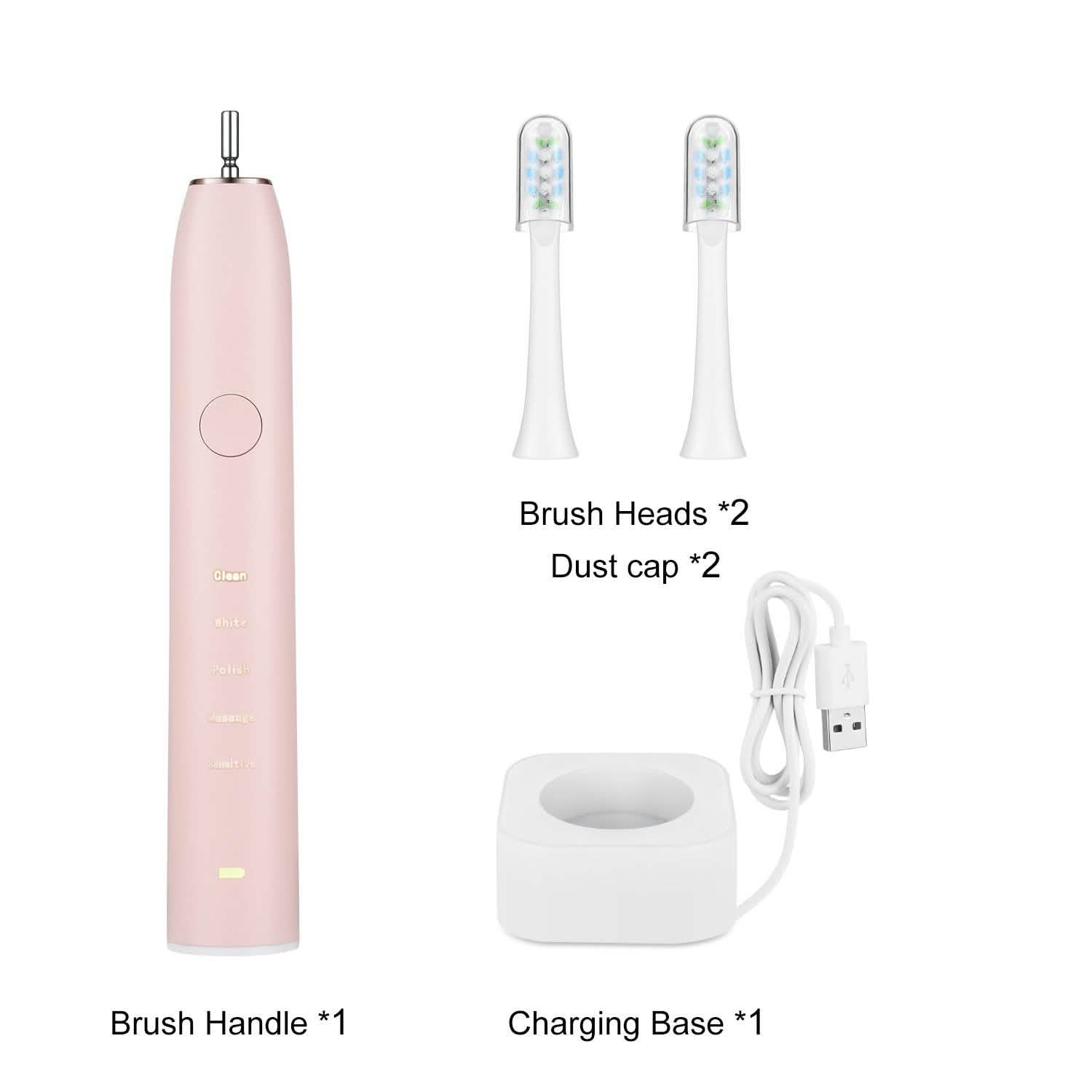 Sonic Electric Toothbrush For Adults Magnetic Charging Waterproof IPX7 Replacement Heads Set DailySale