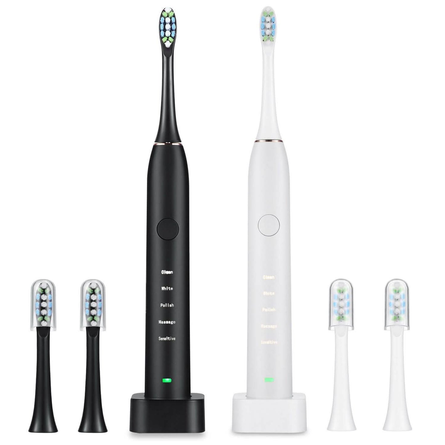 Sonic Electric Toothbrush For Adults Magnetic Charging Waterproof IPX7 Replacement Heads Set DailySale