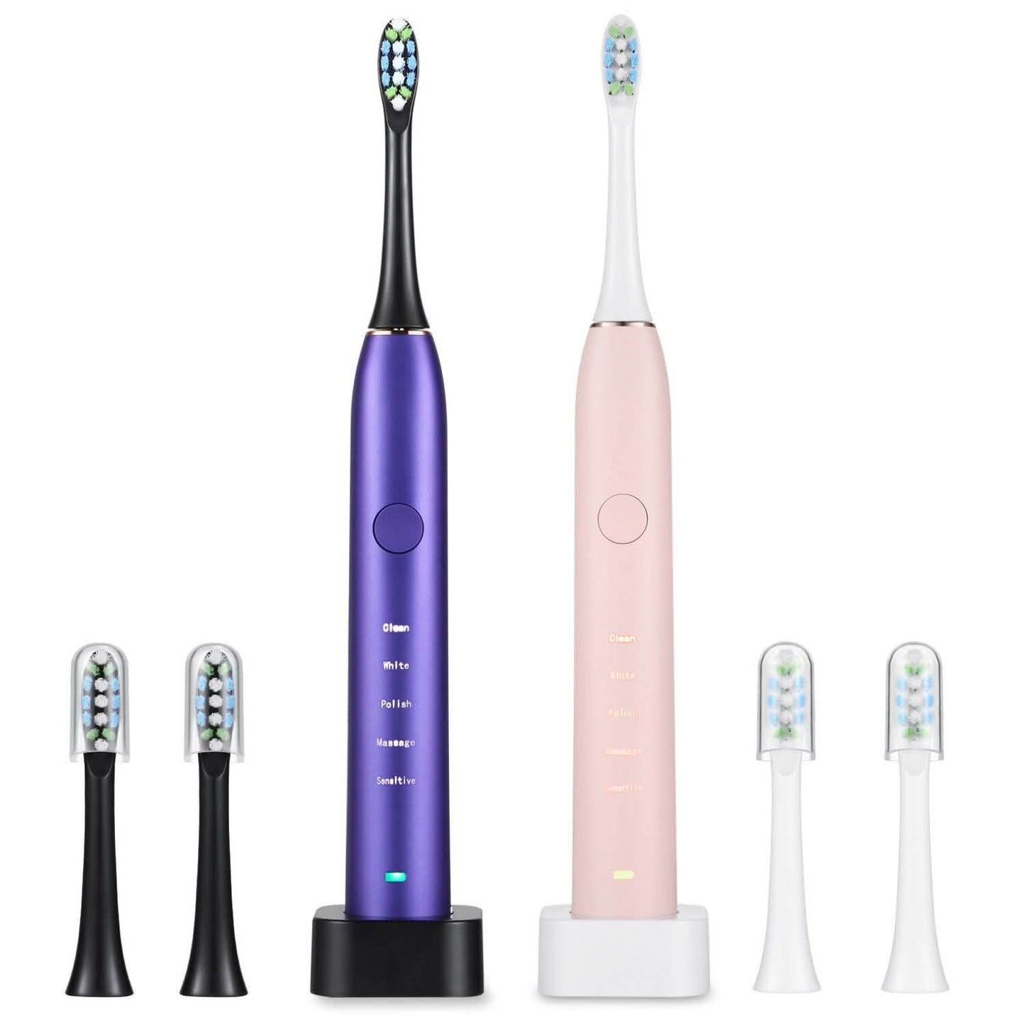Sonic Electric Toothbrush For Adults Magnetic Charging Waterproof IPX7 Replacement Heads Set DailySale