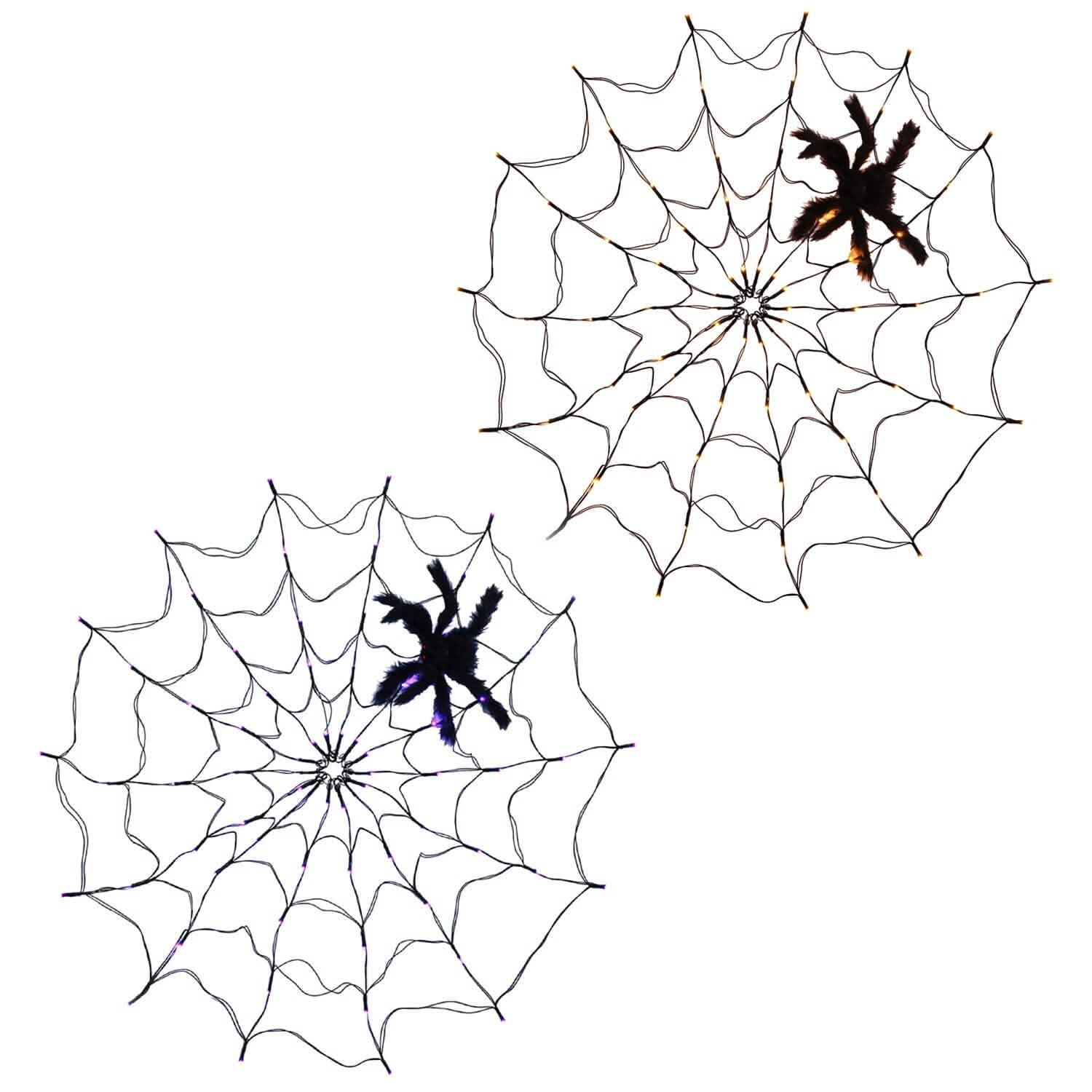 Spider Web Light with Hairy Spider 70LED Battery Powered Remote Control 8 Lighting Modes DailySale