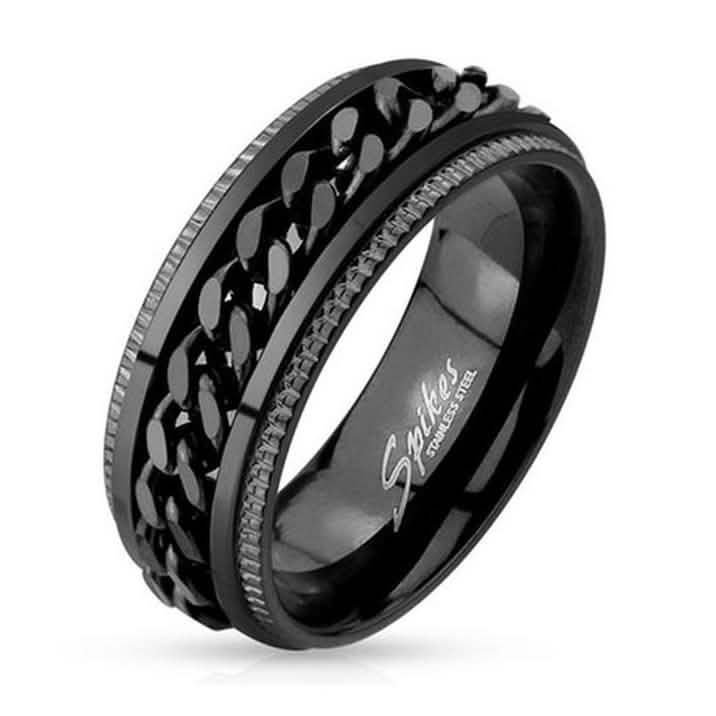 Spikes Ion Plated Stainless Steel Chain Spinner Ring DailySale