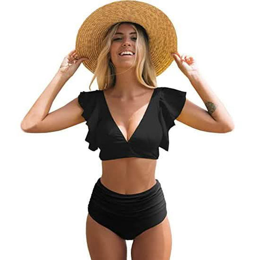 Sporlike Women Ruffle High Waist Swimsuit DailySale