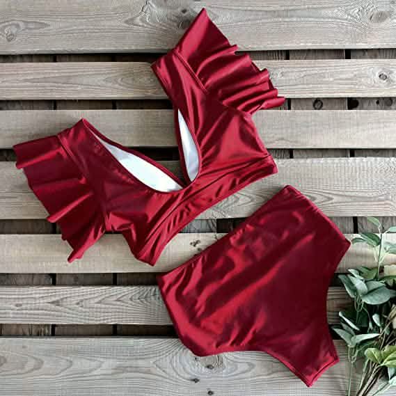 Sporlike Women Ruffle High Waist Swimsuit DailySale
